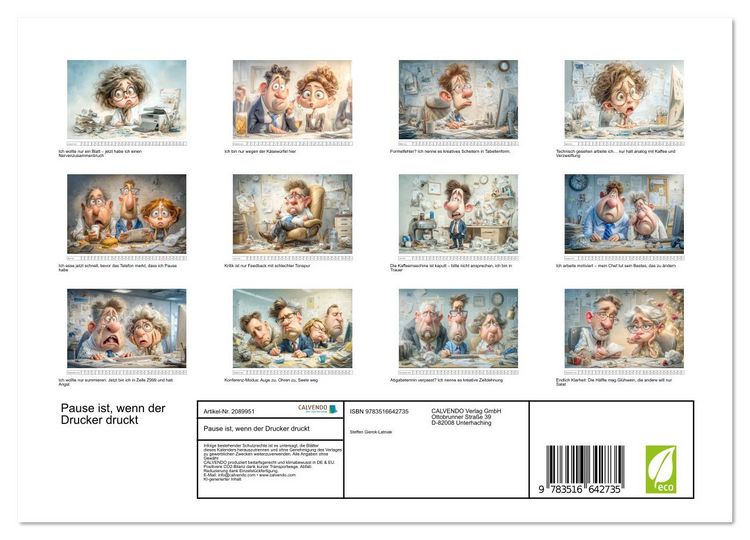 Produktbild: Pause ist, wenn der Drucker druckt (Wandkalender 2026 DIN A4 quer), CALVENDO Monatskalender