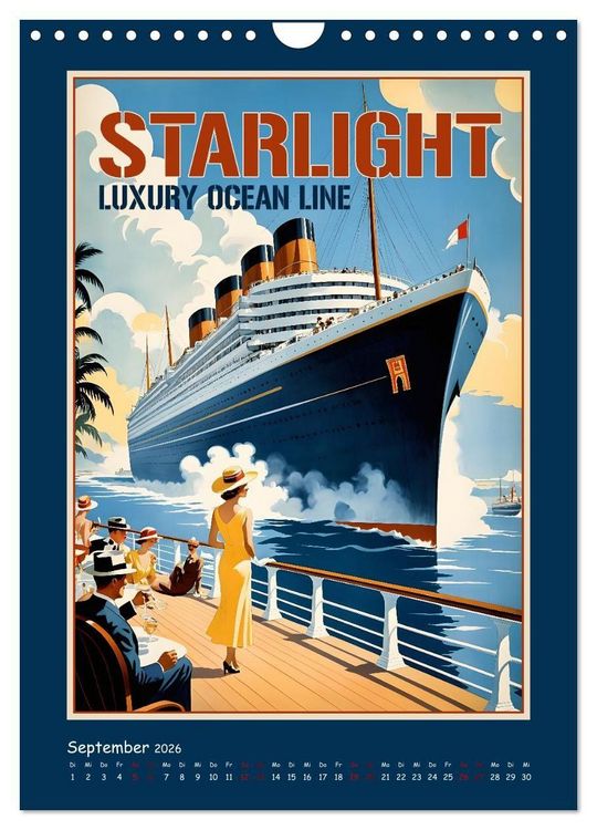 Produktbild: Vintage Schiffsplakate - nostalgische Kreuzfahrt um die Welt (Wandkalender 2026 DIN A4 hoch), CALVENDO Monatskalender