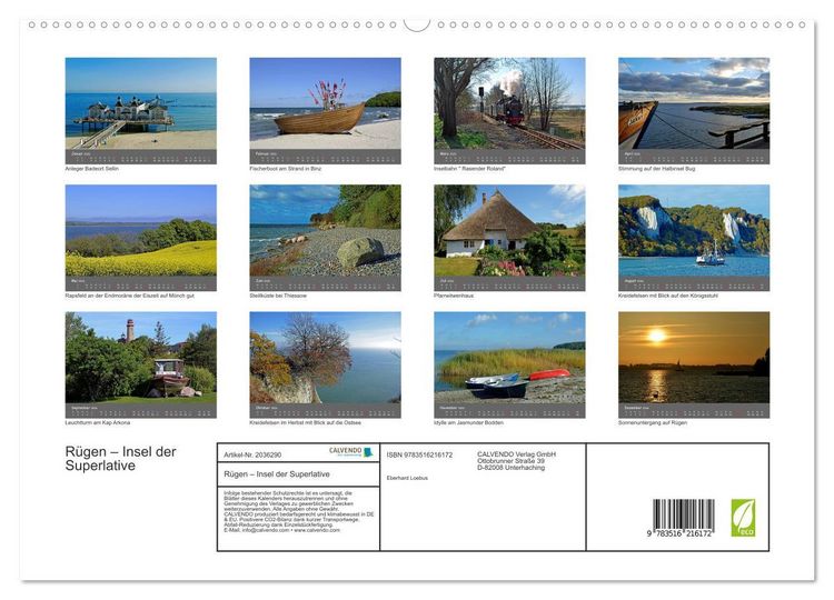 Produktbild: R&uuml;gen &ndash; Insel der Superlative (hochwertiger Premium Wandkalender 2026 DIN A2 quer), Kunstdruck in Hochglanz