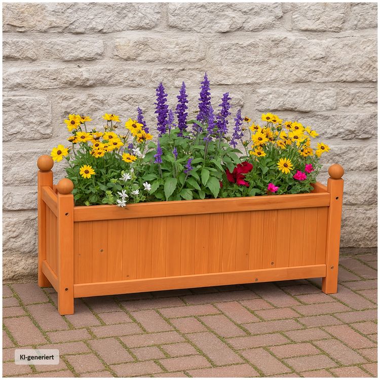 Produktbild: HTI-Living Holz-Pflanzkasten in Braun Blumenk&uuml;bel f&uuml;r Garten, Terrasse und Balkon