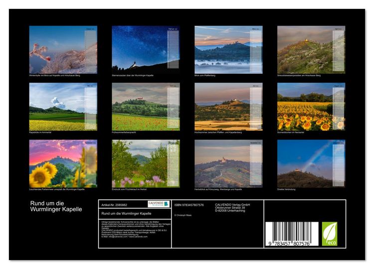 Produktbild: Rund um die Wurmlinger Kapelle (Wandkalender 2026 DIN A4 quer), CALVENDO Monatskalender