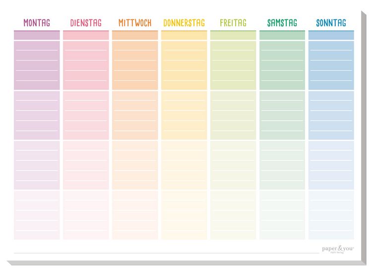 Produktbild: paper&you Tisch-Block Wochenplan Pure A4