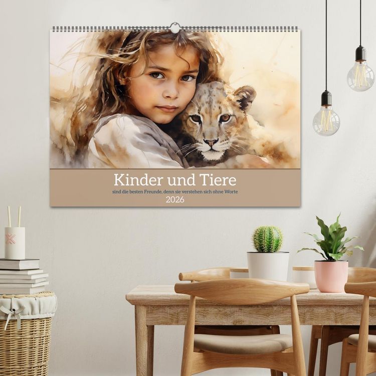 Produktbild: Kinder und Tiere (Wandkalender 2026 DIN A2 quer), CALVENDO Monatskalender