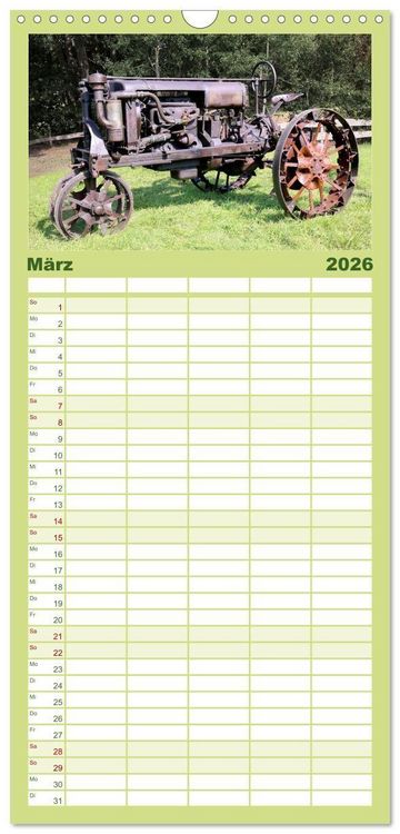 Produktbild: Familienplaner 2026 - Rostige alte Traktoren mit 5 Spalten (Wandkalender, 21 x 45 cm) CALVENDO