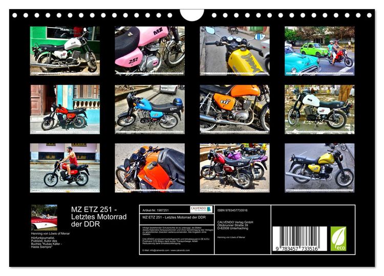 Produktbild: MZ ETZ 251 - Letztes Motorrad der DDR (Wandkalender 2026 DIN A4 quer), CALVENDO Monatskalender