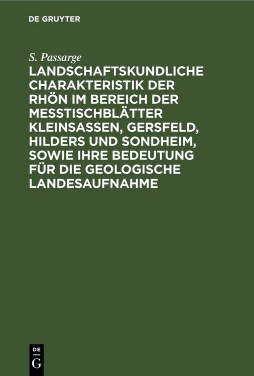 Produktbild: Landschaftskundliche Charakteristik der Rh&ouml;n im Bereich der Me&szlig;tischbl&auml;tter Kleinsassen, Gersfeld, Hilders und Sondheim, sowie ihre Bedeutung f&uuml;r die geologische Landesaufnahme