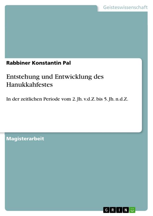 Produktbild: Entstehung und Entwicklung des Hanukkahfestes