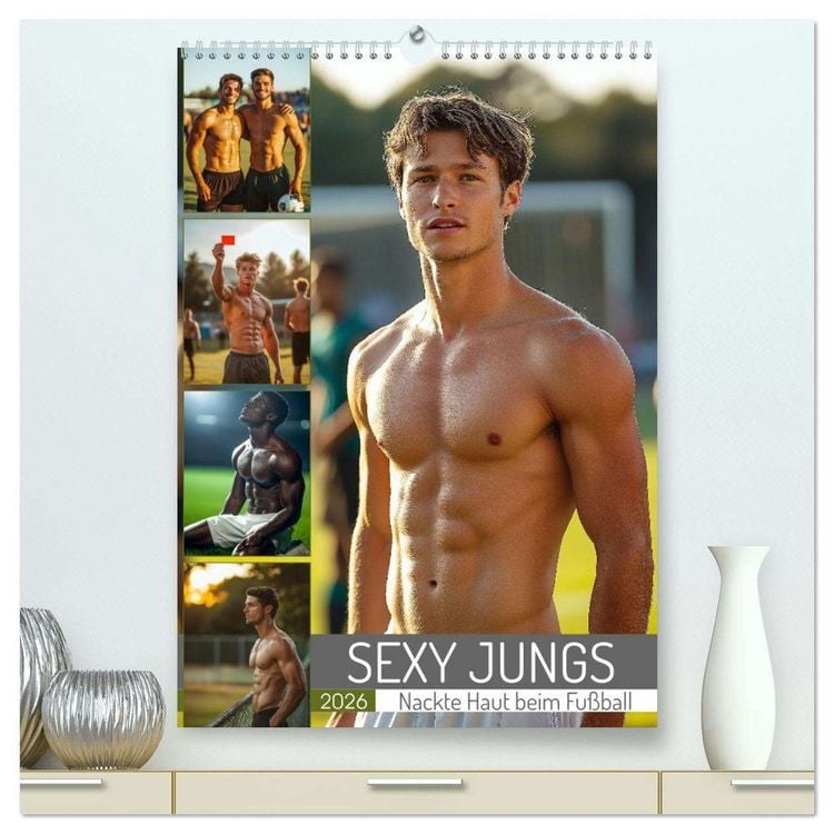 Produktbild: SEXY JUNGS - Nackte Haut beim Fu&szlig;ball (hochwertiger Premium Wandkalender 2026 DIN A2 hoch), Kunstdruck in Hochglanz