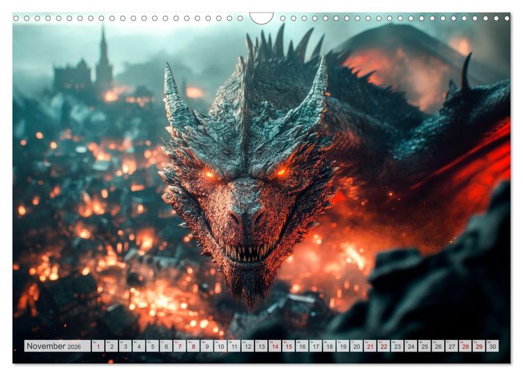 Produktbild: M&Auml;CHTIGE DRACHEN Mystische Wesen (Wandkalender 2026 DIN A3 quer), CALVENDO Monatskalender