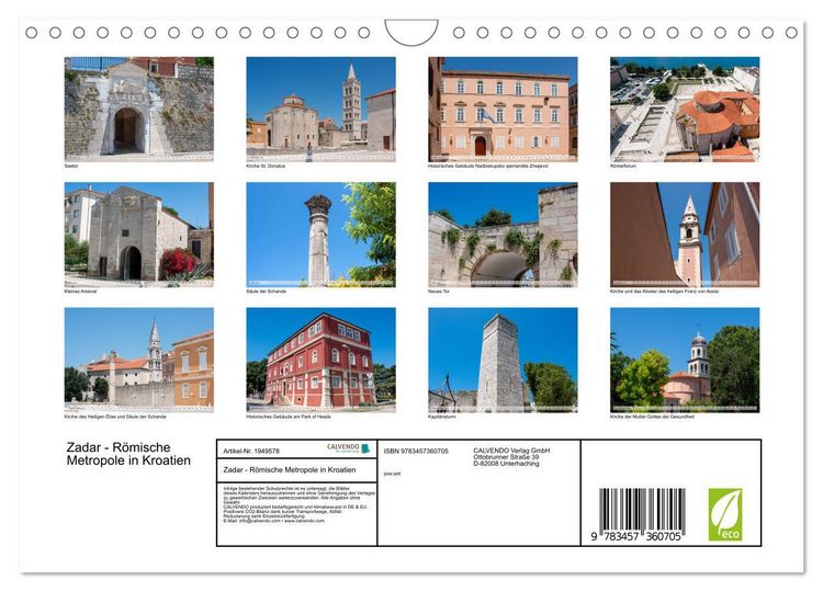 Produktbild: Zadar - R&ouml;mische Metropole in Kroatien (Wandkalender 2026 DIN A4 quer), CALVENDO Monatskalender