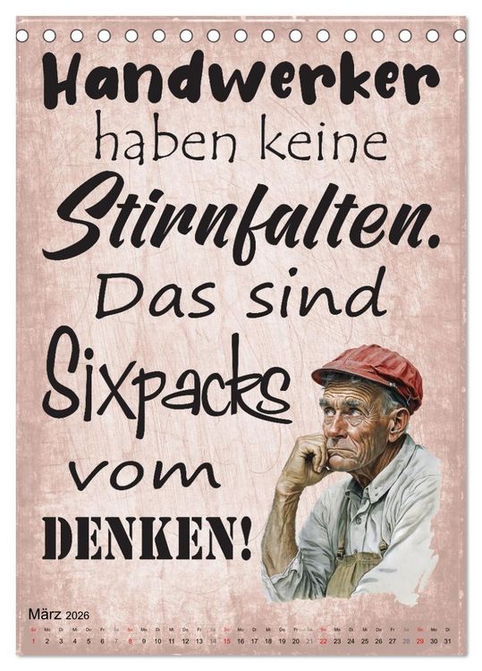 Produktbild: Handwerker Spr&uuml;che (Tischkalender 2026 DIN A5 hoch), CALVENDO Monatskalender
