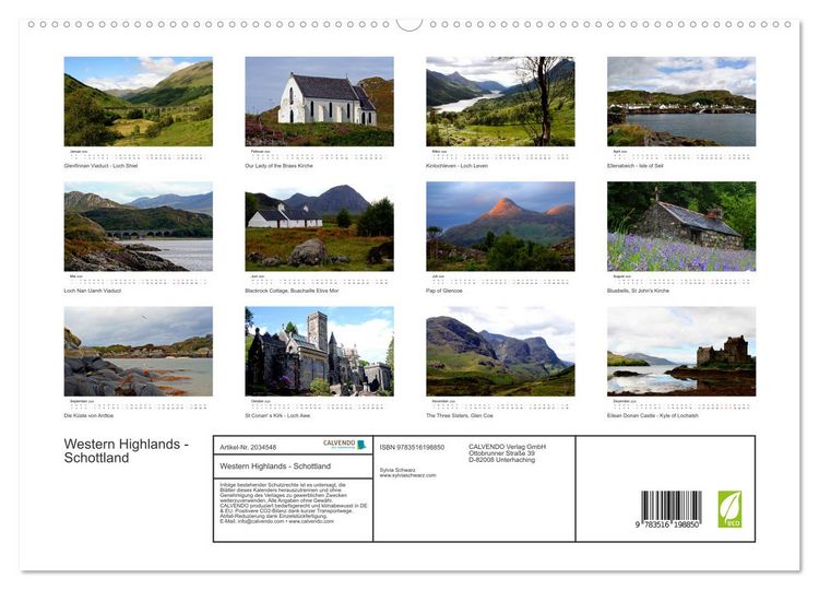 Produktbild: Western Highlands - Schottland (hochwertiger Premium Wandkalender 2026 DIN A2 quer), Kunstdruck in Hochglanz