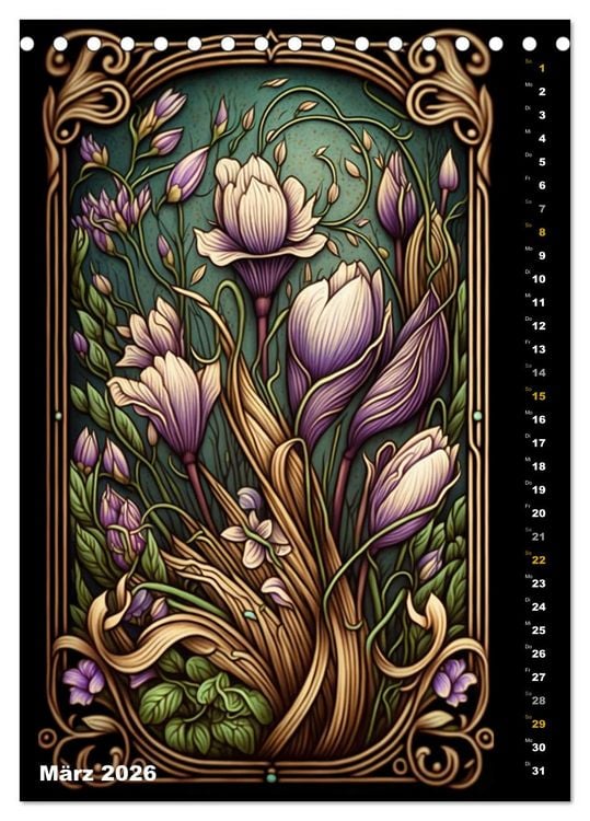 Produktbild: Jugendstil Blumen (Tischkalender 2026 DIN A5 hoch), CALVENDO Monatskalender