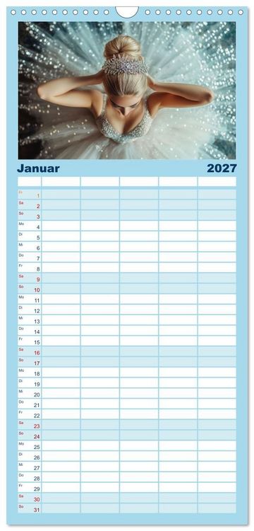 Produktbild: Familienplaner 2027 - Ballerinas in Diamanten mit 5 Spalten (Wandkalender, 21 x 45 cm) CALVENDO