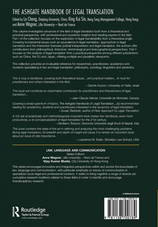 Produktbild: The Ashgate Handbook of Legal Translation