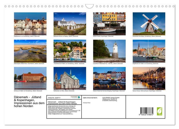 Produktbild: D&auml;nemark - J&uuml;tland & Kopenhagen, Impressionen aus dem hohen Norden (Wandkalender 2027 DIN A3 quer), CALVENDO Monatskalender