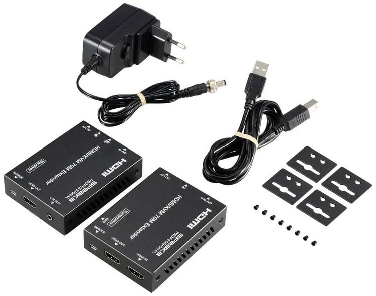 Produktbild: SpeaKa Professional SP-11562928 1 Port HDMI Extender Set &uuml;ber PC steuerbar 4096 x 2160 Pixel Schwarz