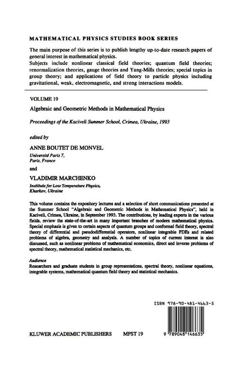 Produktbild: Algebraic and Geometric Methods in Mathematical Physics