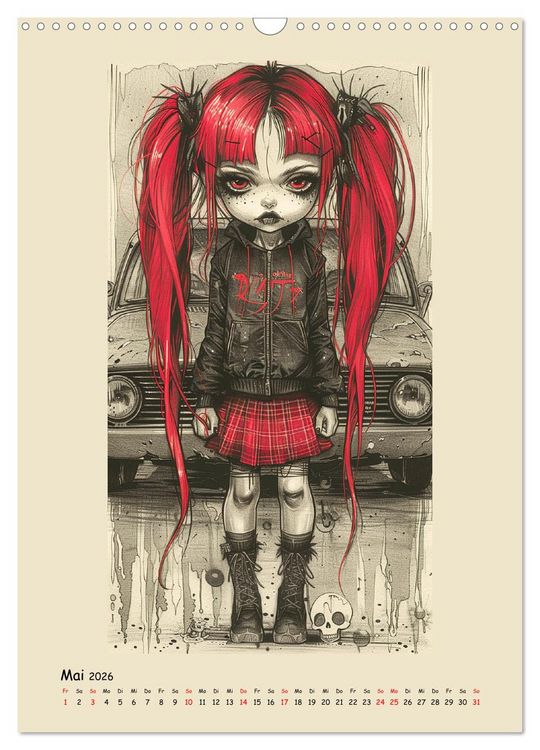 Produktbild: Gothic Punk Girls im k&uuml;nstlerischen Manga-Stil (Wandkalender 2026 DIN A3 hoch), CALVENDO Monatskalender