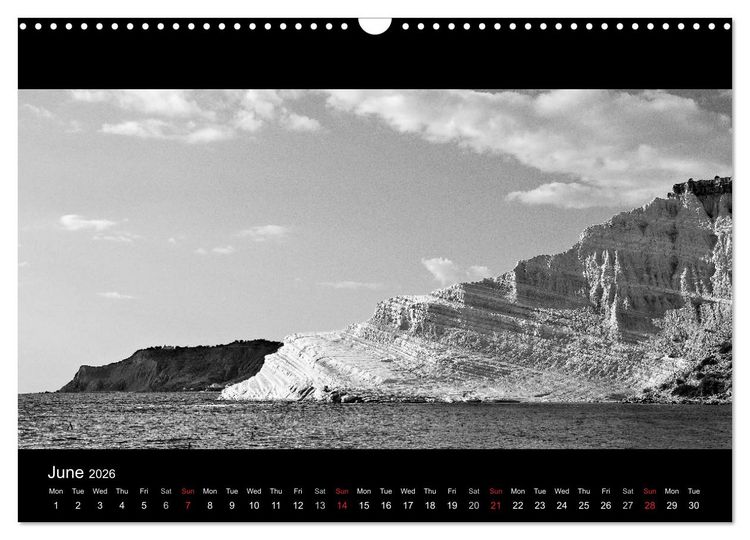 Produktbild: Black and White Sicily (Wall Calendar 2026 DIN A3 landscape), CALVENDO 12 Month Wall Calendar