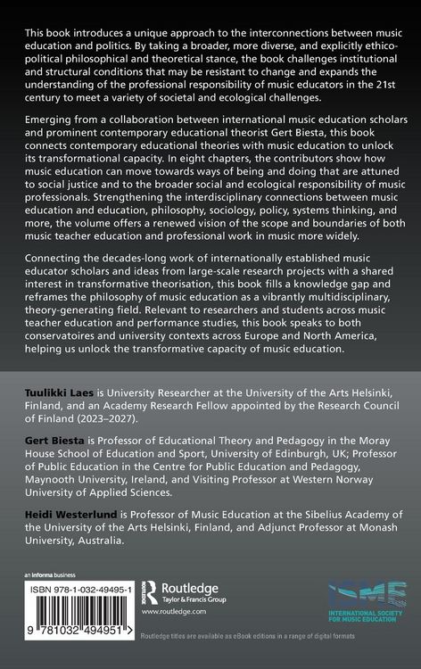 Produktbild: The Transformative Politics of Music Education