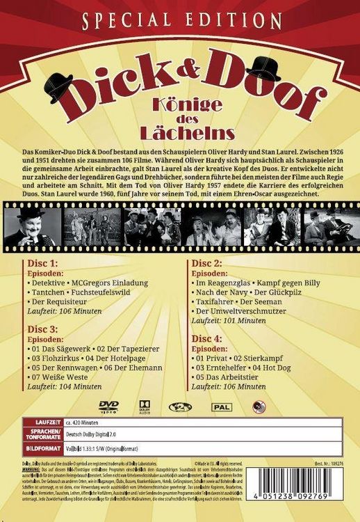 Produktbild: Dick & Doof - K&ouml;nige des L&auml;chelns [4 DVDs]