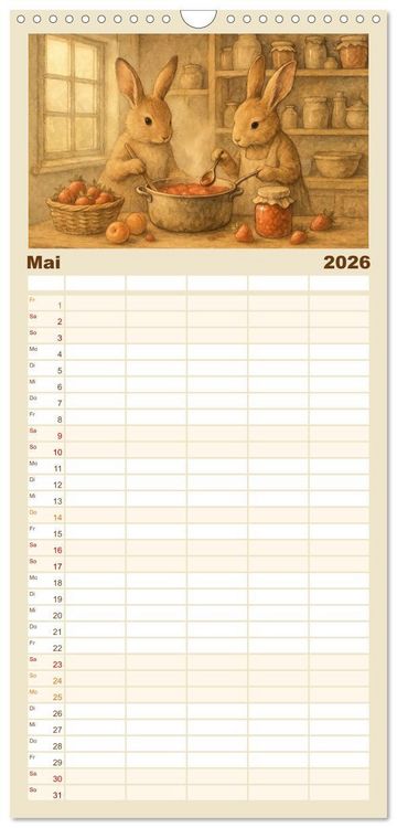 Produktbild: Familienplaner 2026 - Zuhause bei den Kleinen. Ein Jahr voller tierischer R&uuml;ckzugsorte. mit 5 Spalten (Wandkalender, 21 x 45 cm) CALVENDO