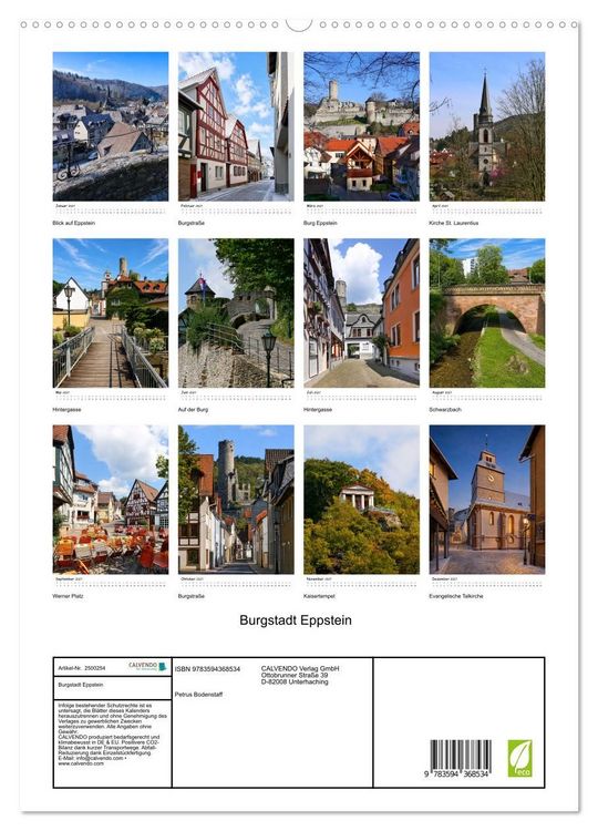 Produktbild: Burgstadt Eppstein (hochwertiger Premium Wandkalender 2027 DIN A2 hoch), Kunstdruck in Hochglanz