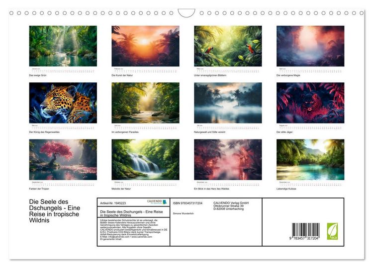 Produktbild: Die Seele des Dschungels - Eine Reise in tropische Wildnis (Wandkalender 2026 DIN A3 quer), CALVENDO Monatskalender