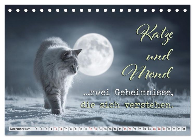 Produktbild: Katzenpoesie - Herzber&uuml;hrende Verse (Tischkalender 2026 DIN A5 quer), CALVENDO Monatskalender