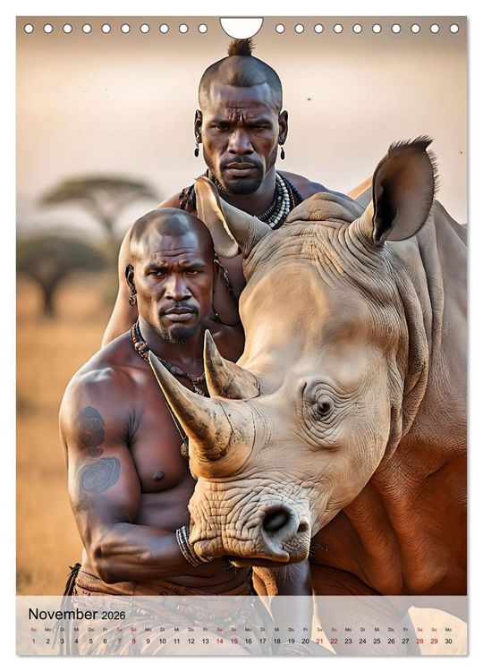 Produktbild: Verwegene Kerle - Muskeln, Tattoos und wilde Tiere (Wandkalender 2026 DIN A4 hoch), CALVENDO Monatskalender