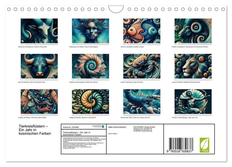 Produktbild: Tierkreisfl&uuml;stern &ndash; Ein Jahr in kosmischen Farben (Wandkalender 2027 DIN A4 quer), CALVENDO Monatskalender