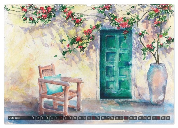Produktbild: Garten Aquarelle (Wandkalender 2026 DIN A2 quer), CALVENDO Monatskalender