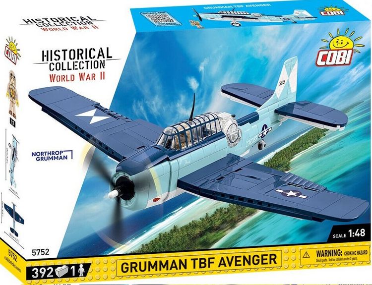 Produktbild: COBI Historical Collection 5752 - Grumman TBF Avenger, Kampfflugzeug, WWII, 392 Klemmbaustein, Bausatz