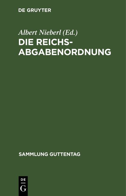 Produktbild: Die Reichsabgabenordnung