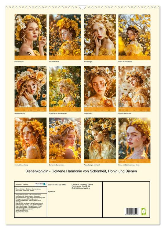 Produktbild: Bienenk&ouml;nigin - Goldene Harmonie von Sch&ouml;nheit, Honig und Bienen (Wandkalender 2026 DIN A2 hoch), CALVENDO Monatskalender