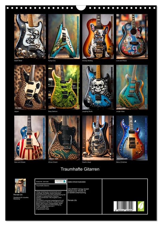 Produktbild: Traumhafte Gitarren (Wandkalender 2026 DIN A3 hoch), CALVENDO Monatskalender