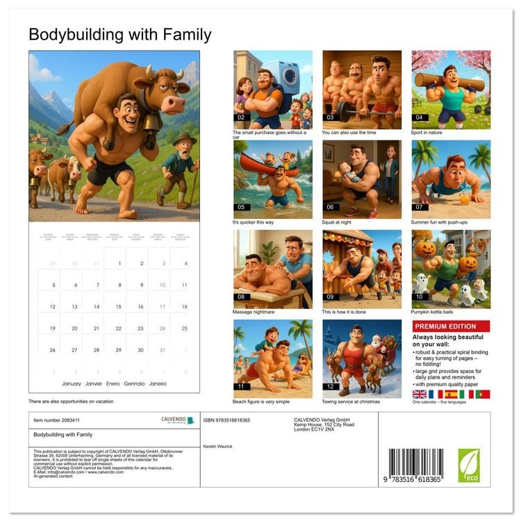 Produktbild: Bodybuilding with Family (Wall Calendar 2026 12 &times; 12 Inch) CALVENDO 12 Month Wall Calendar