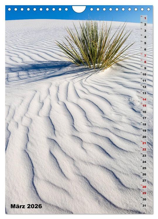 Produktbild: WHITE SANDS NATIONAL MONUMENT W&uuml;stenimpressionen (Wandkalender 2026 DIN A4 hoch), CALVENDO Monatskalender