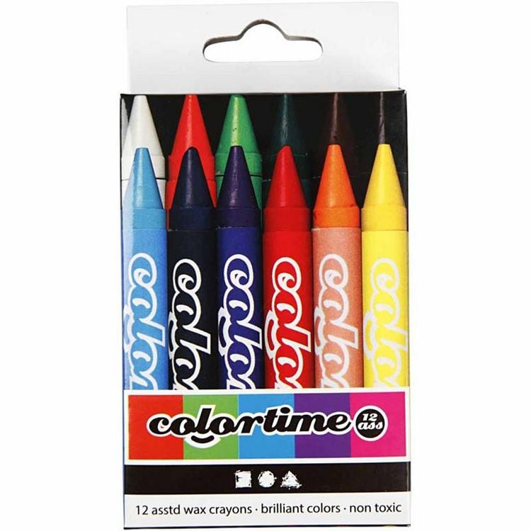 Produktbild: Creativ Company Colortime Farbkreide, L 10 cm, Dicke 11 mm, sortierte Farben, 12 Stk