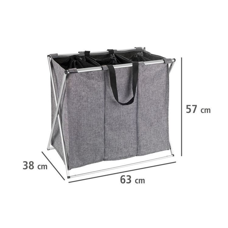 Produktbild: W&auml;schesammler Mod. Trio Grau meliert, W&auml;schekorb, 130 l