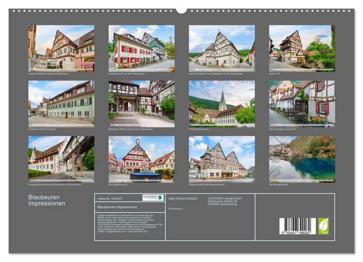 Produktbild: Blaubeuren Impressionen (hochwertiger Premium Wandkalender 2026 DIN A2 quer), Kunstdruck in Hochglanz