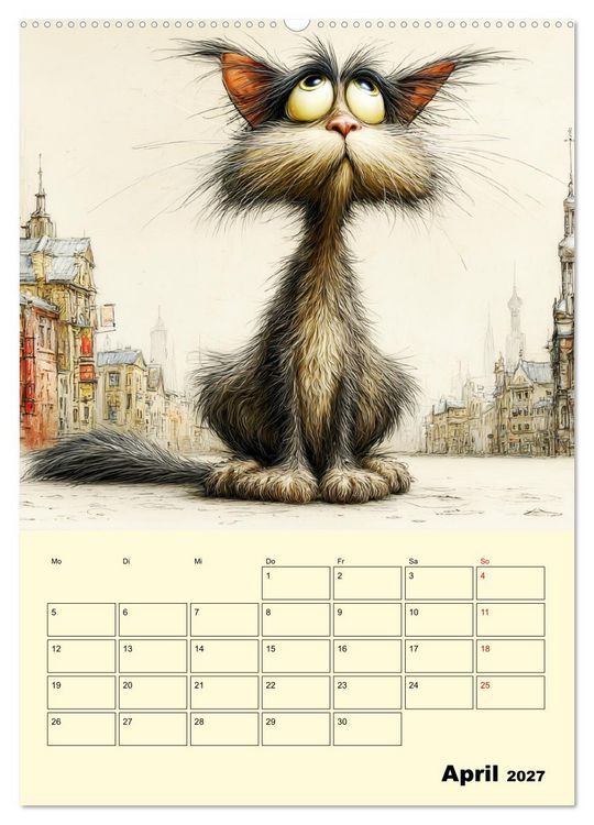 Produktbild: Schr&auml;ge Charaktere. Eigenwillige Katzen-Cartoons (hochwertiger Premium Wandkalender 2027 DIN A2 hoch), Kunstdruck in Hochglanz