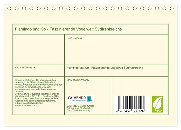 Produktbild: Flamingo und Co - Faszinierende Vogelwelt S&uuml;dfrankreichs (Tischkalender 2026 DIN A5 quer), CALVENDO Monatskalender