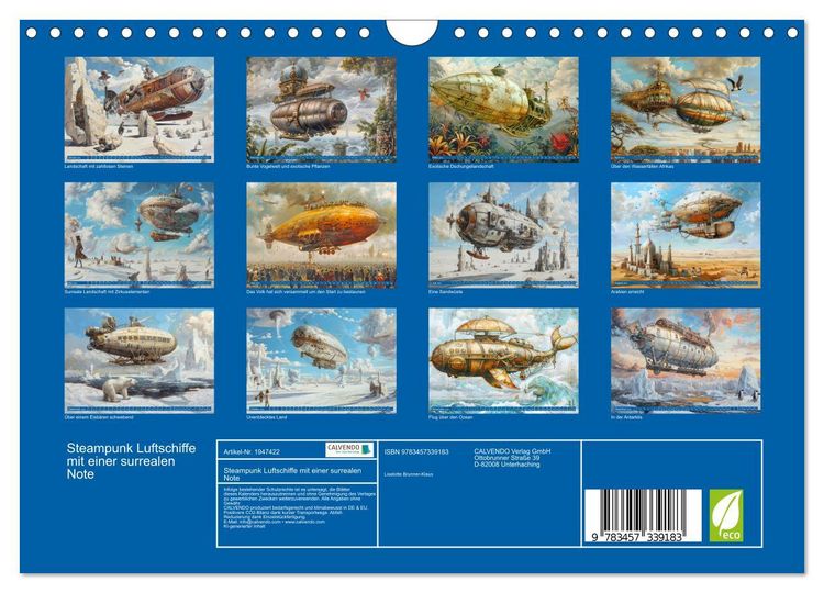 Produktbild: Steampunk Luftschiffe mit einer surrealen Note (Wandkalender 2026 DIN A4 quer), CALVENDO Monatskalender