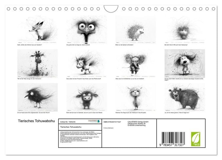 Produktbild: Tierisches Tohuwabohu (Wandkalender 2026 DIN A4 quer), CALVENDO Monatskalender