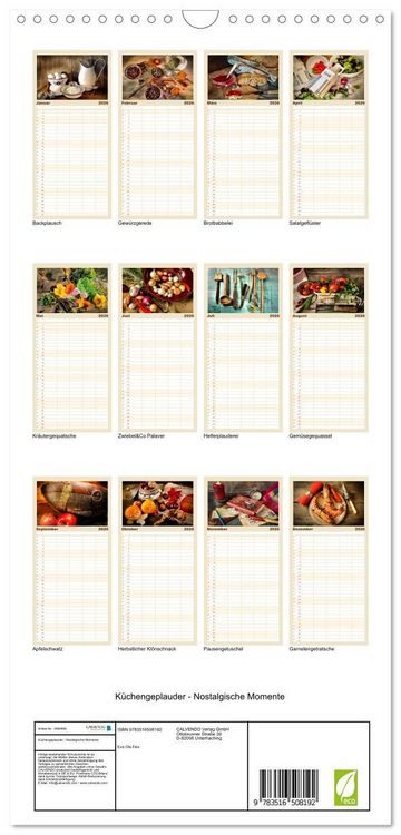 Produktbild: Familienplaner 2026 - K&uuml;chengeplauder - Nostalgische Momente mit 5 Spalten (Wandkalender, 21 x 45 cm) CALVENDO