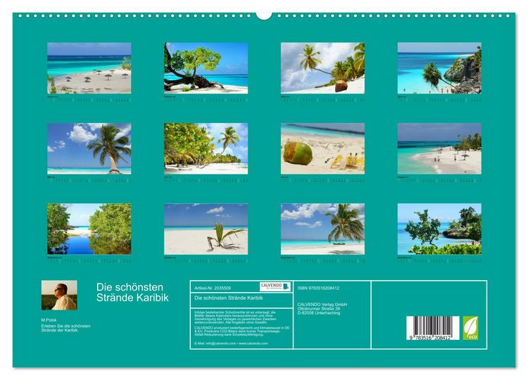 Produktbild: Die sch&ouml;nsten Str&auml;nde Karibik (hochwertiger Premium Wandkalender 2026 DIN A2 quer), Kunstdruck in Hochglanz