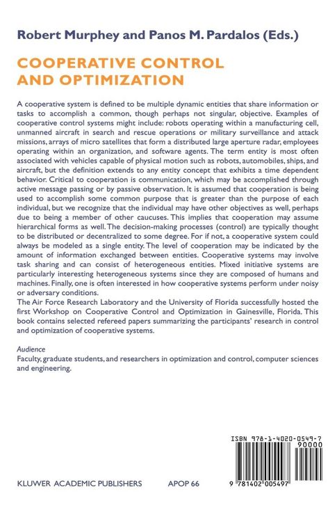 Produktbild: Cooperative Control and Optimization
