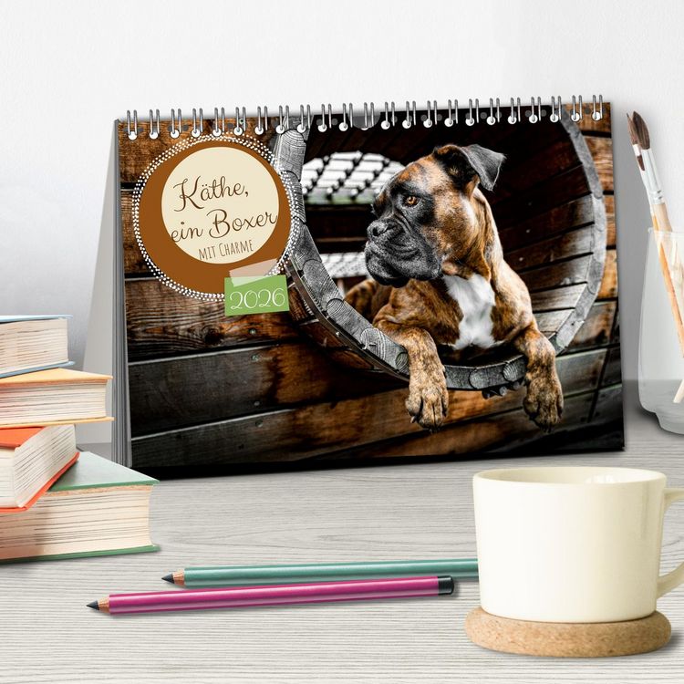 Produktbild: K&auml;the - ein Boxer mit Charme (Tischkalender 2026 DIN A5 quer), CALVENDO Monatskalender
